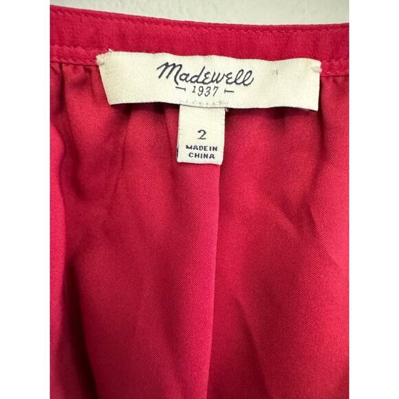 Madewell Fable Romantic Red Silk V Neck Casual Preppy Lightweight Dress size 2 - Picture 2 of 4